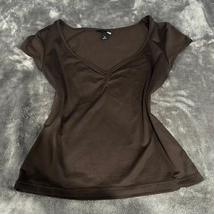 Brown Front Rouche H&M Top NWOT